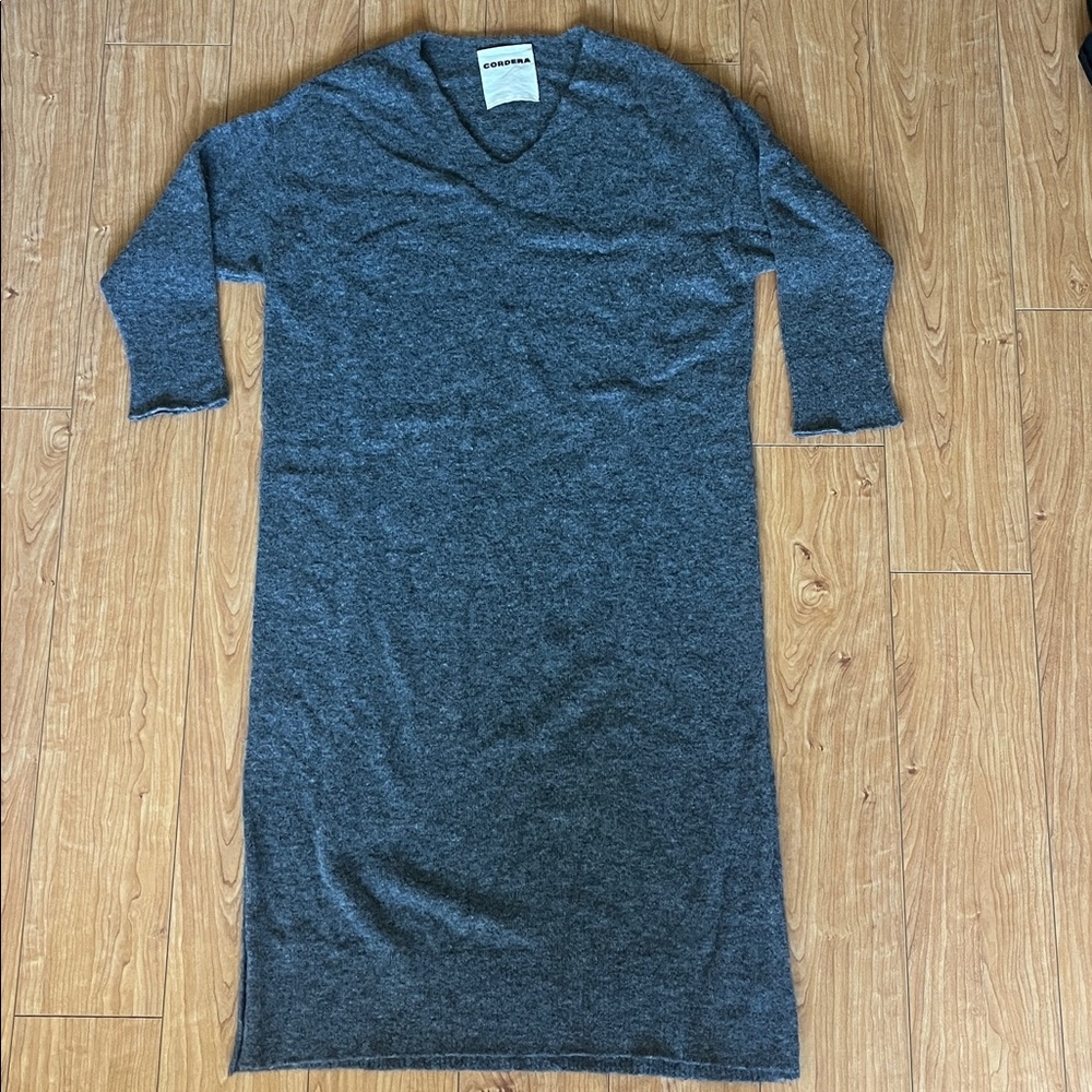 Cordera Baby Alpaca V-Neck Dress- Grey